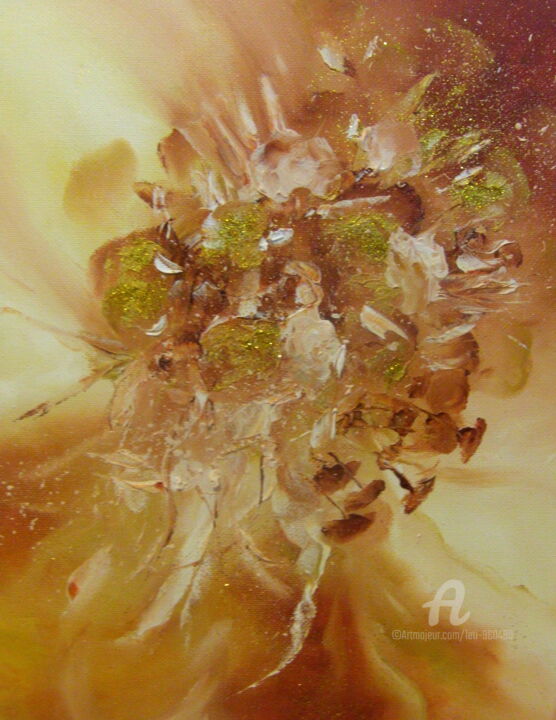 Painting titled "BOUQUET ABSTRAIT -…" by Léti, Original Artwork, Oil Mounted on Wood Stretcher frame