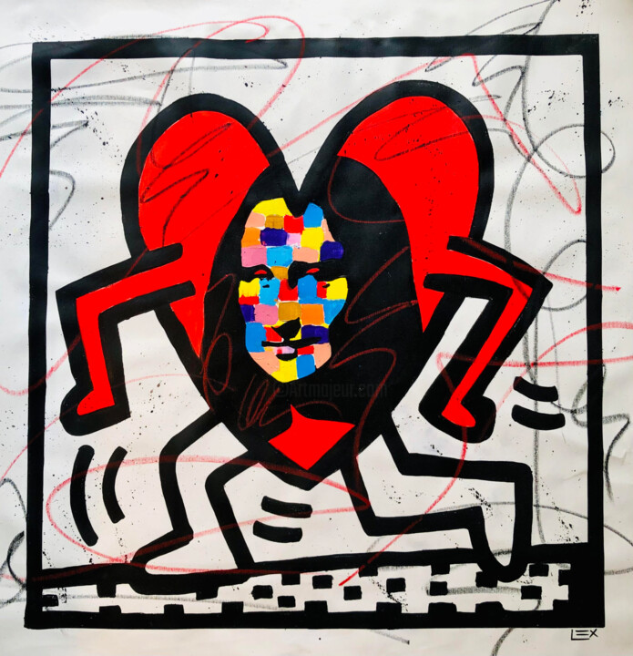 Keith Haring Love Mona Lisa, Painting by Lex