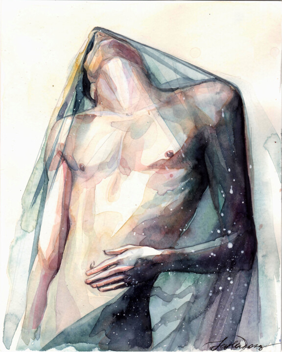 「"Crystalline"」というタイトルの絵画 Leyla Zhunusによって, オリジナルのアートワーク, 水彩画
