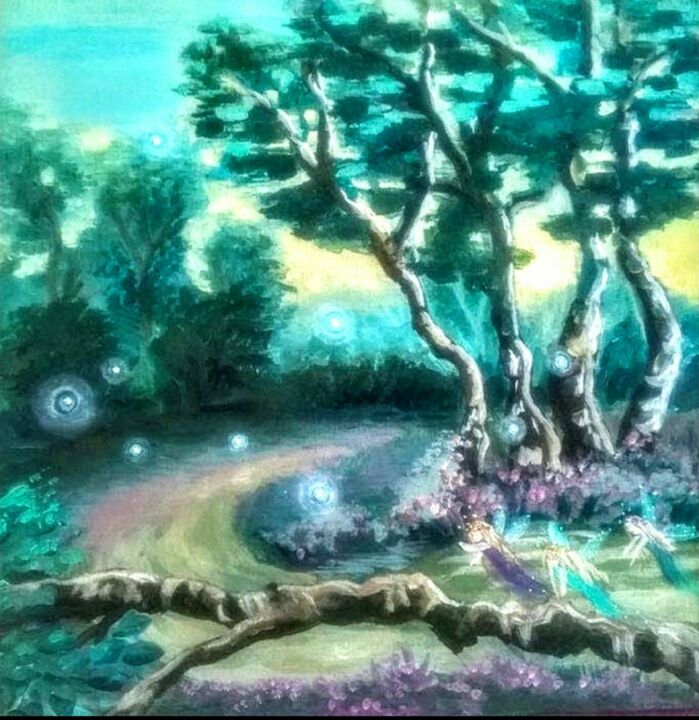 Цифровое искусство под названием "A fairy forest." - Liana Romeijn, Подлинное произведение искусства, Акрил
