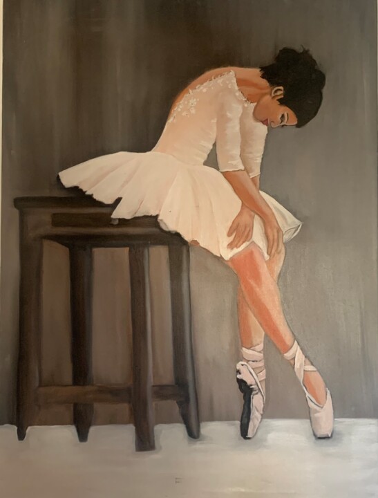 Peinture intitulée "Le repos de la dans…" par Valerie Le Guyader, Œuvre d'art originale, Huile Monté sur Châssis en bois