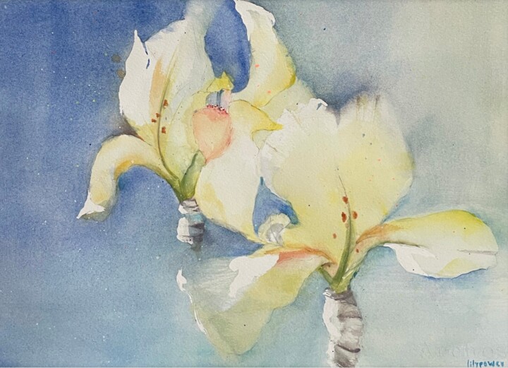 Peinture intitulée "Les beaux Iris" par Lily Power, Œuvre d'art originale, Aquarelle
