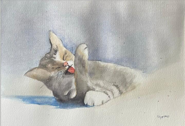 Peinture intitulée "Petit chat" par Lily Power, Œuvre d'art originale, Aquarelle