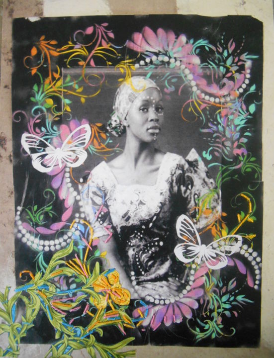 "Carte Brodée Belle…" başlıklı Kolaj Lilyluciole Street Art tarafından, Orijinal sanat, Kâğıt
