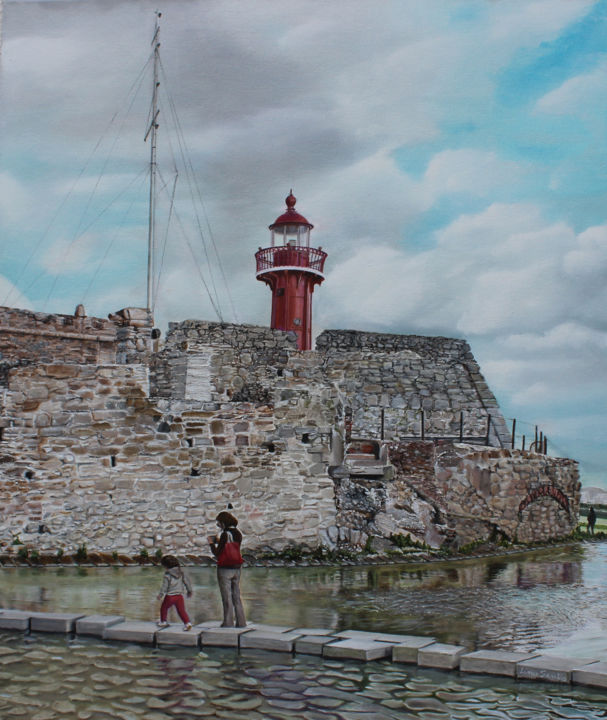 Painting titled "O Farol da Figueira…" by Lina Santos, Original Artwork, Oil