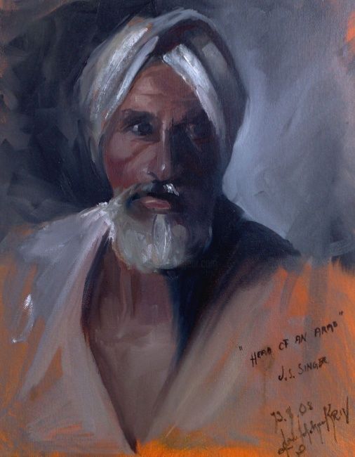 Schilderij getiteld "Head of an arab(pai…" door L.Jakobsson, Origineel Kunstwerk