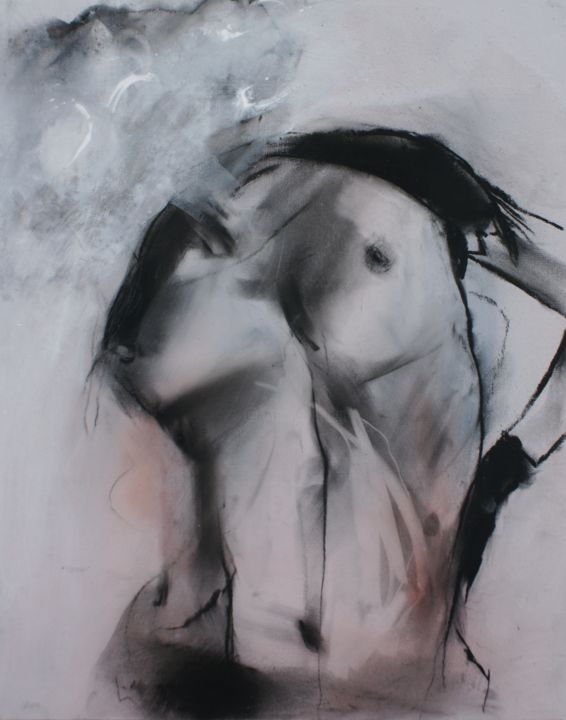 Картина под названием "Fog" - Linet Andrea, Подлинное произведение искусства, Древесный уголь