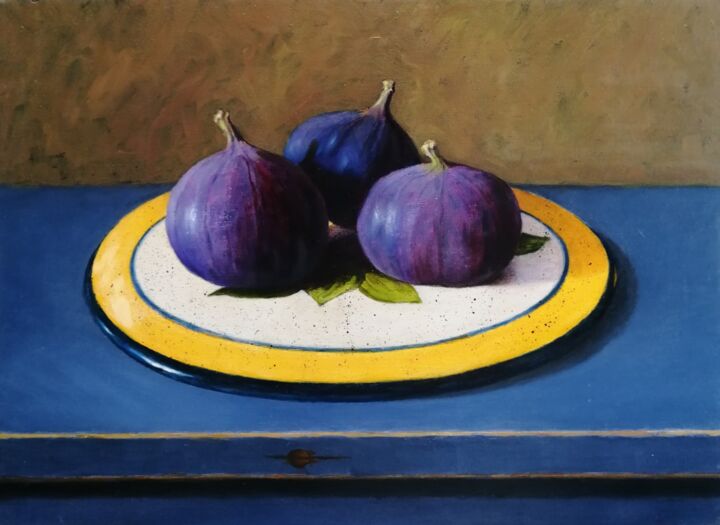 Malerei mit dem Titel "Autumn figs" von Lionel Crotet (nel), Original-Kunstwerk, Öl