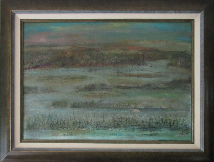 Painting titled "Marais vert" by Lion, Original Artwork, Oil