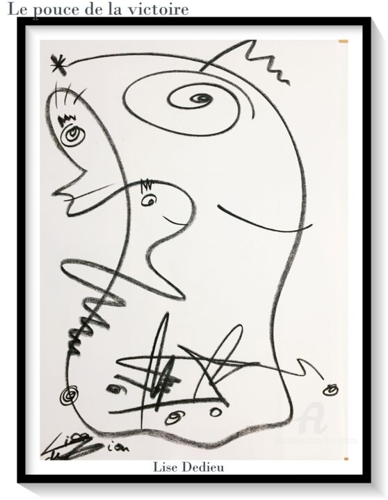Disegno intitolato "Le pouce de la vict…" da Lise Dedieu, Opera d'arte originale, Pastello