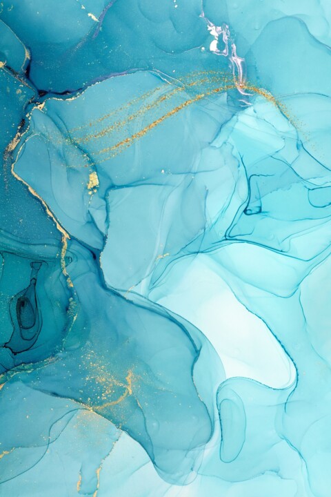 Arte digitale intitolato "oceanic blues" da Littletreasure2024, Opera d'arte originale, Pittura digitale