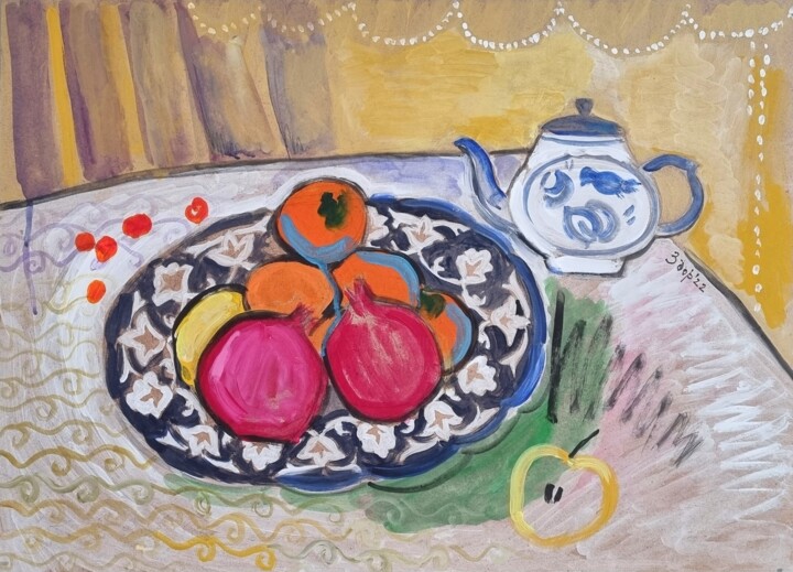 Schilderij getiteld "Still life with a w…" door Liuba Zdor, Origineel Kunstwerk, Acryl