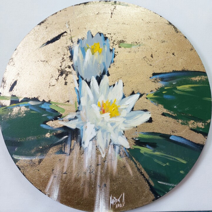 제목이 "Water Lilies"인 미술작품 Liubomyr Khudiak로, 원작, 기름