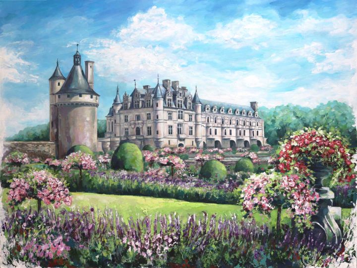 Chateau De Chenonceau Peinture Par Liudmila Menager Artmajeur