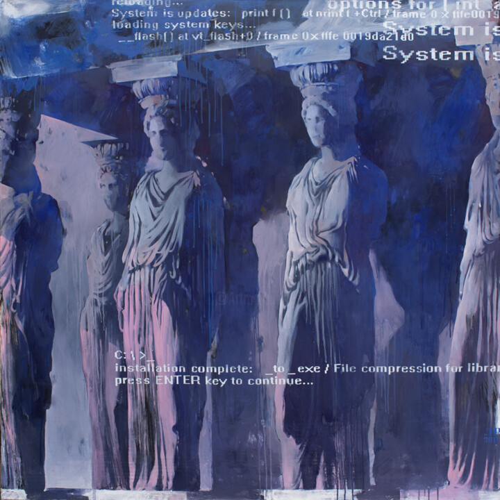 Painting titled "Caryatids" by Liudmyla Rashtanova, Original Artwork, Oil