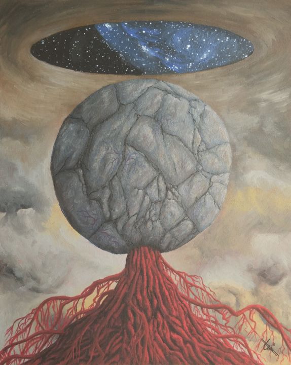 Painting titled "The seed" by Luis Ortega Lopez, Original Artwork, Oil