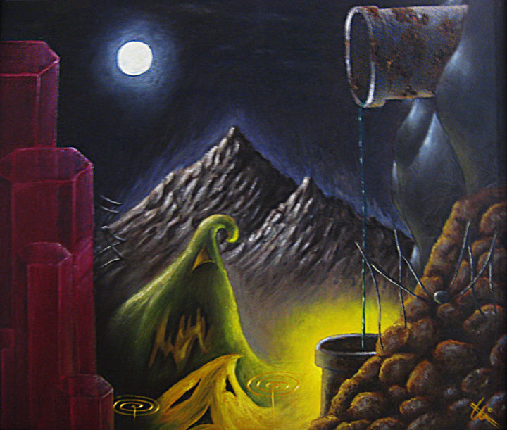 Painting titled "The start" by Luis Ortega Lopez, Original Artwork, Oil