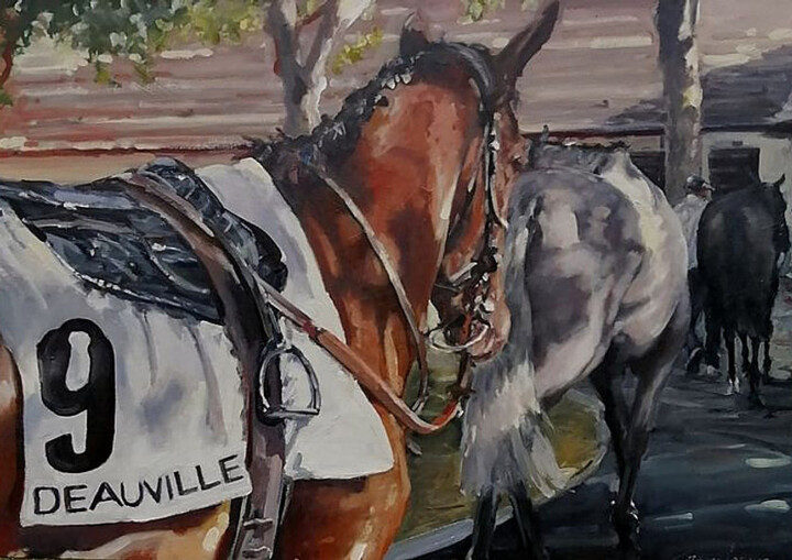 "deauville cheval de…" başlıklı Tablo Lorann Lacave -Ladeuix tarafından, Orijinal sanat, Petrol