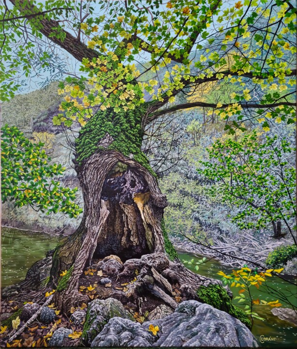 Картина под названием "Old tree" - Lorant Cucui, Подлинное произведение искусства, Акрил