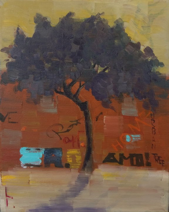 Ζωγραφική με τίτλο "Urban tree" από Lorena Iavorschi, Αυθεντικά έργα τέχνης, Λάδι