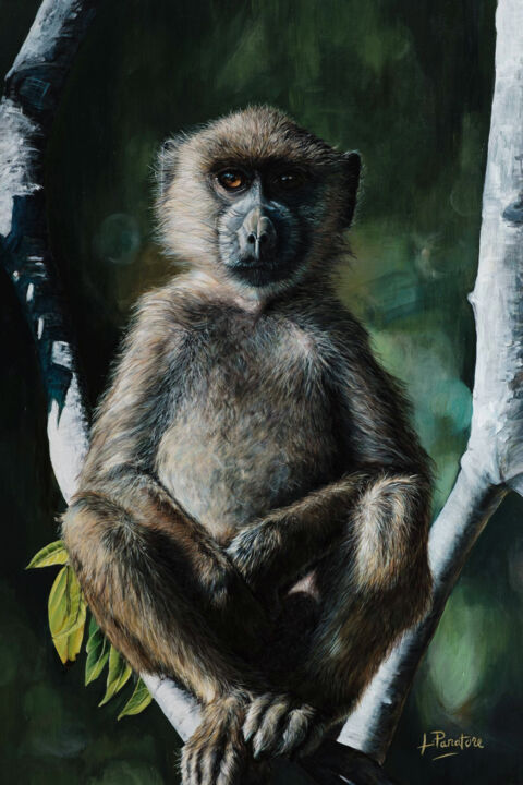 Pintura intitulada "Le Macaque" por Lorenze Paratore, Obras de arte originais, Acrílico