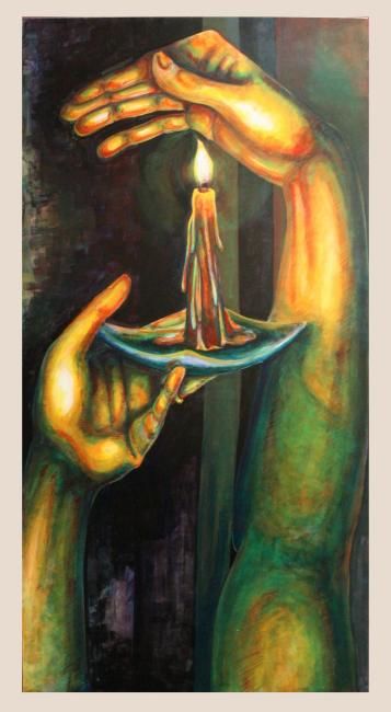 Malerei mit dem Titel "Una luce" von Loredana Mortellaro, Original-Kunstwerk