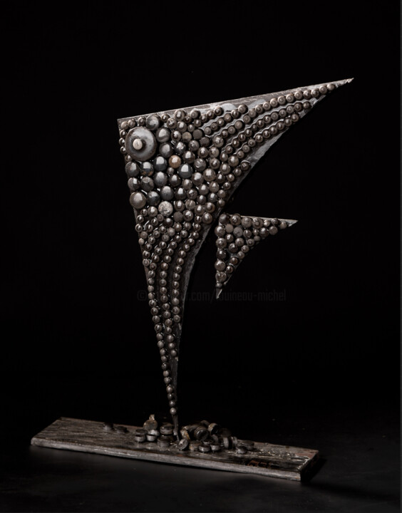 Sculpture titled "Décollage" by Michel, Original Artwork, Metals