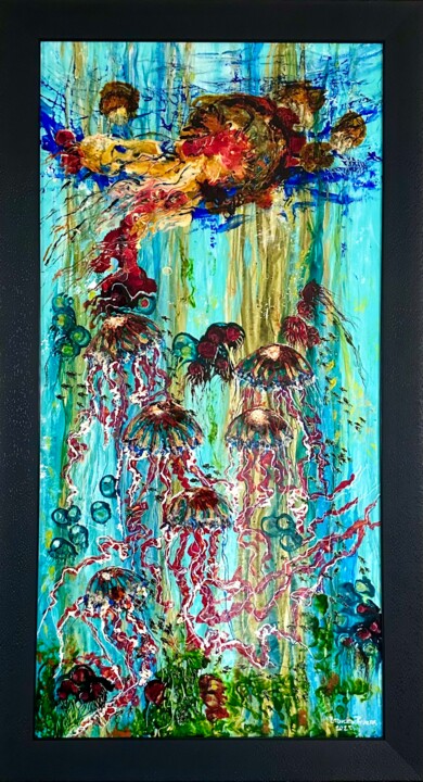 Pintura titulada "Queen Jellyfish" por Lourdes Rivera -Lulu, Obra de arte original, Acrílico