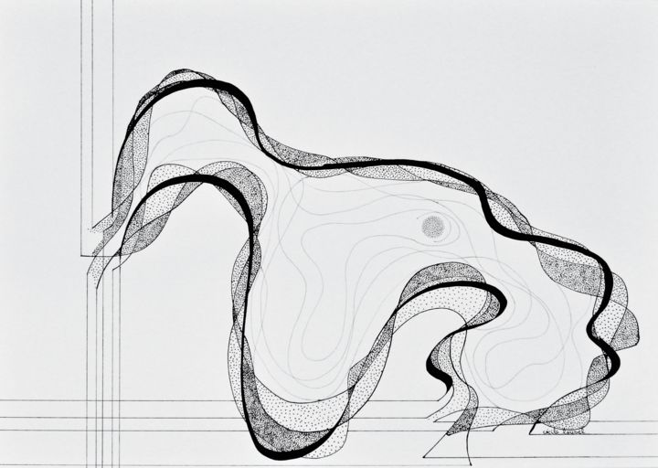 「abstrait organique 1」というタイトルの描画 Cécile Louvelによって, オリジナルのアートワーク, インク