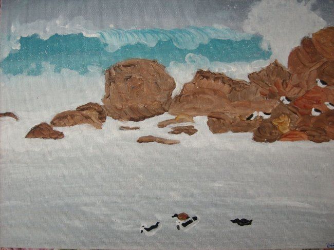 Pintura titulada "Beach waves" por Yaa Nimako-Boateng, Obra de arte original