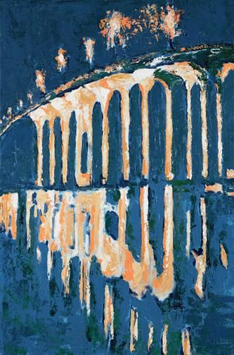 Peinture intitulée "BARBER BRIDGE" par Lowell Fox, Œuvre d'art originale