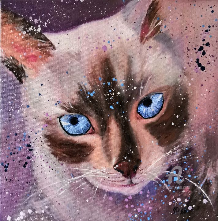 Siamese Cat Chat Siamois Painting By Ludmila Riabkova Artmajeur