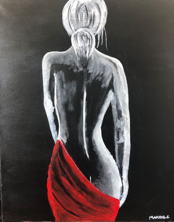 Pittura intitolato "Femme dos nu" da Ludivine Marcos, Opera d'arte originale, Acrilico