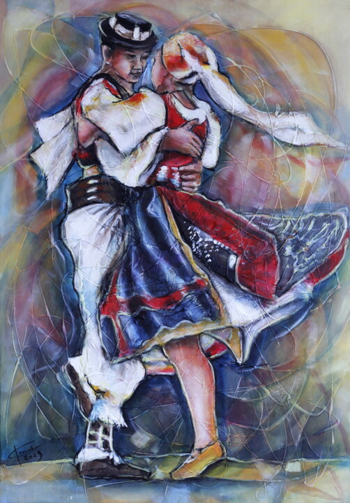 Painting titled "The Color of Dance…" by Ľubomír Korenko, Original Artwork, Acrylic Mounted on Wood Stretcher frame