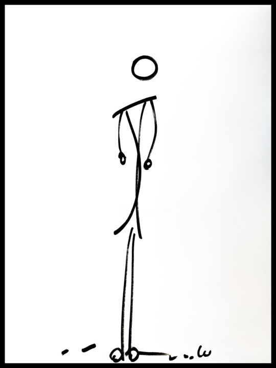 「Le Chef d'Orchestre」というタイトルの描画 Luc Villardによって, オリジナルのアートワーク, マーカー 段ボールにマウント