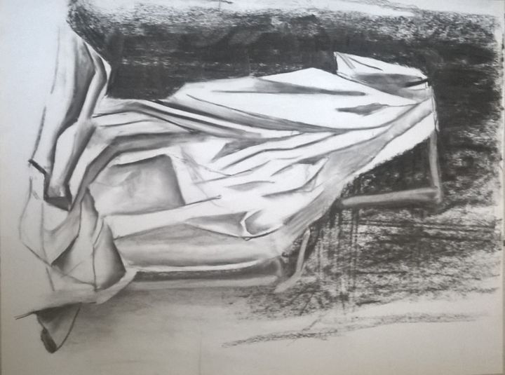 Рисунок под названием "Drapé" - Lucas Allain, Подлинное произведение искусства, Древесный уголь