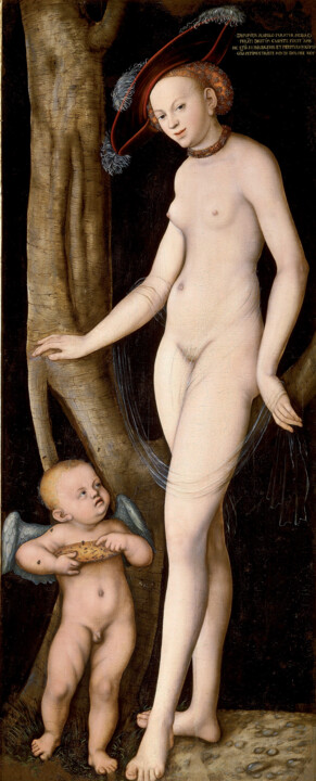 "Vénus et Cupidon av…" başlıklı Tablo Lucas Cranach The Elder tarafından, Orijinal sanat, Petrol