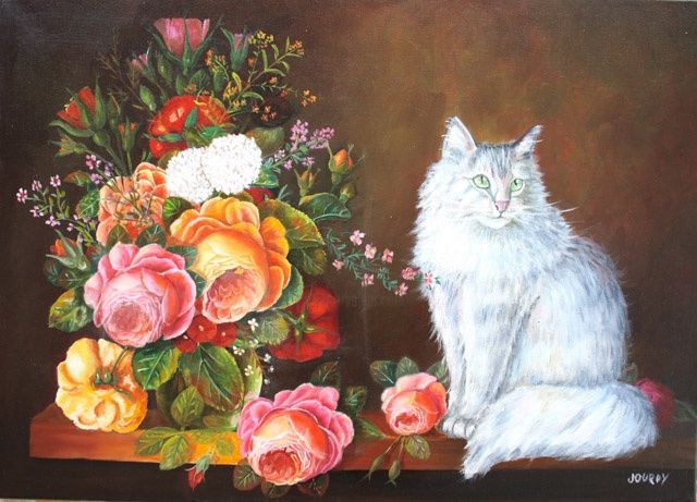 Pittura intitolato "Le chat" da Luce Jourdy, Opera d'arte originale