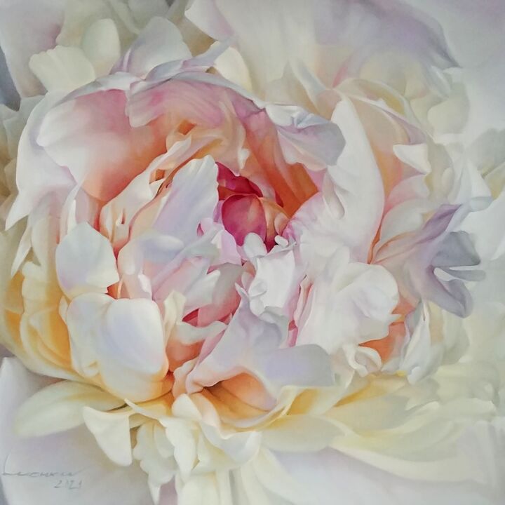 ""White peony"" başlıklı Tablo Vasyl Luchkiv tarafından, Orijinal sanat, Petrol