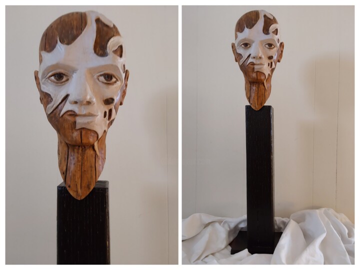 Sculpture titled "Être versus Paraître" by Lucien-Carol Proulx, Original Artwork, Wood