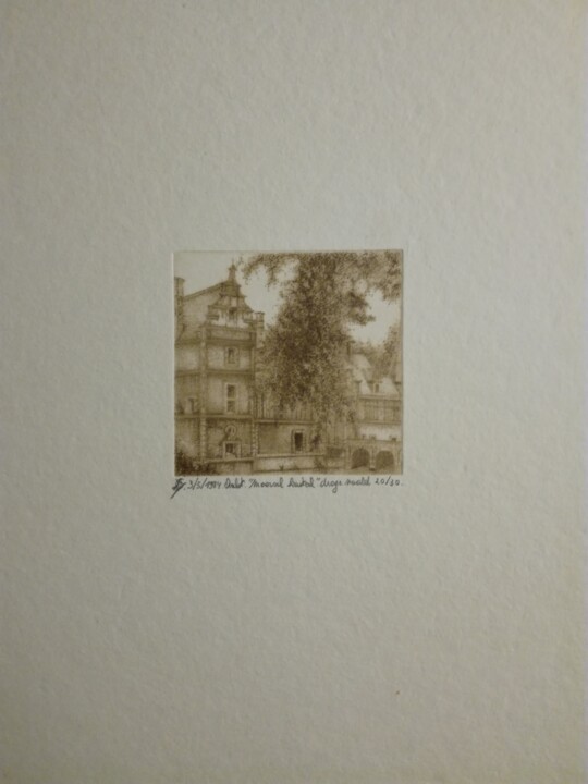 Printmaking titled "Moorselkasteel" by Lucienne Van Sande, Original Artwork, Engraving