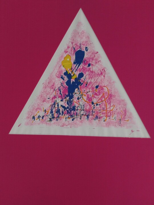 Peinture intitulée "monoinkt driehoek" par Lucienne Van Sande, Œuvre d'art originale, Monotype