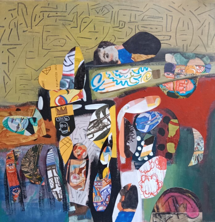 Collages titulada "Des choses remontent" por Ludovic Grosset, Obra de arte original, Acrílico