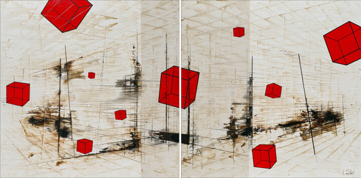 Peinture intitulée "SPLIT" par Ludovic Mercher, Œuvre d'art originale, Acrylique Monté sur Châssis en bois