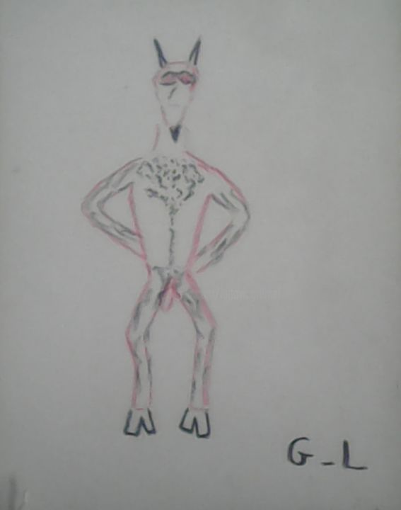Dessin intitulée "diable" par Ludovic Grumel, Œuvre d'art originale, Crayon
