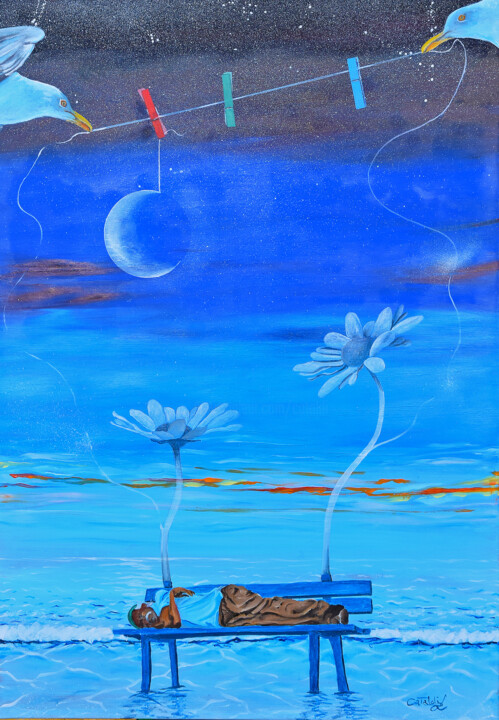 Peinture intitulée "The dream of a new…" par Luigi Cataldi, Œuvre d'art originale, Huile