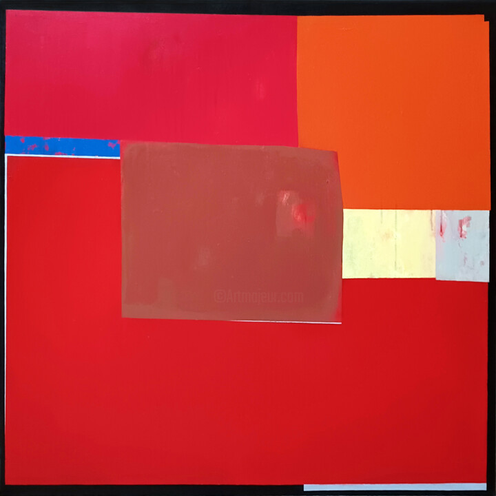 Pintura titulada "Red composition III" por Luis Medina, Obra de arte original, Acrílico Montado en Bastidor de camilla de ma…