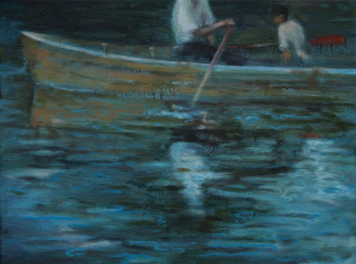 Painting titled "study for rowing bo…" by Luke Morgan, Original Artwork, Oil