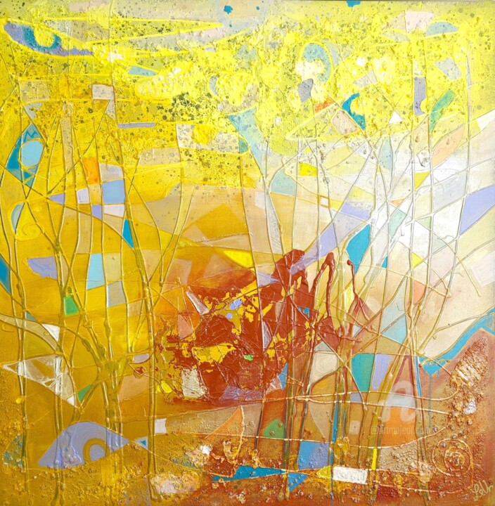 Painting titled "joy" by Lenka Urbanikova, Original Artwork, Acrylic Mounted on Wood Stretcher frame