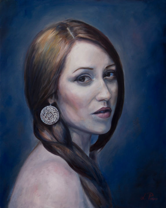 Schilderij getiteld "Portrait of Mylene" door Lydia Pepin, Origineel Kunstwerk, Olie